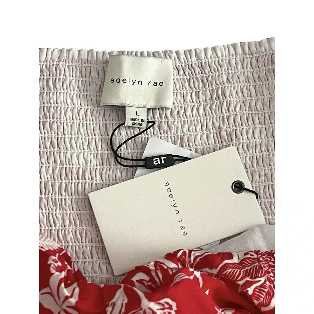 NWT Adelyn Rae Red Floral Tiered Maxi Dress Sz L Tropical Resort Vacation Boho - Picture 10 of 13